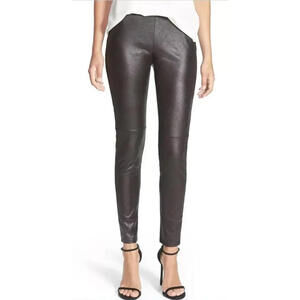 NWT trouve women black faux leather look leggings size M